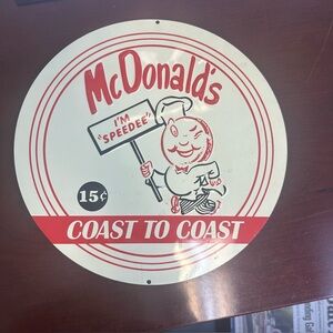McDonald's Red and White Coast to Coast Retro Round Wall Sign